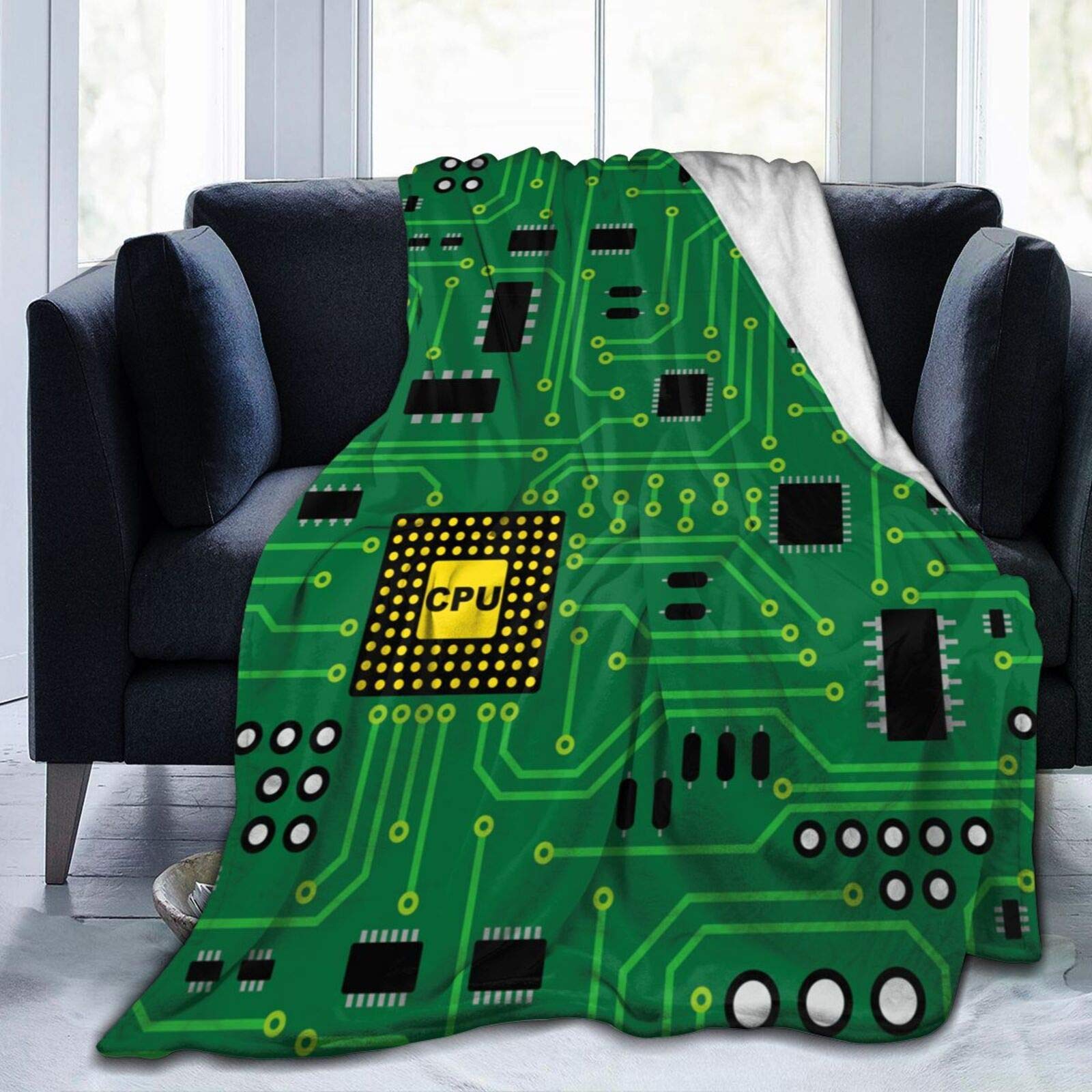 YINGD Computer Nerd Circuit Board CPU Soft Throw Blanket All Season Warm Blankets Lightweight Tufted Fuzzy Flannel Fleece Throws Blanket 125CM X 100CM