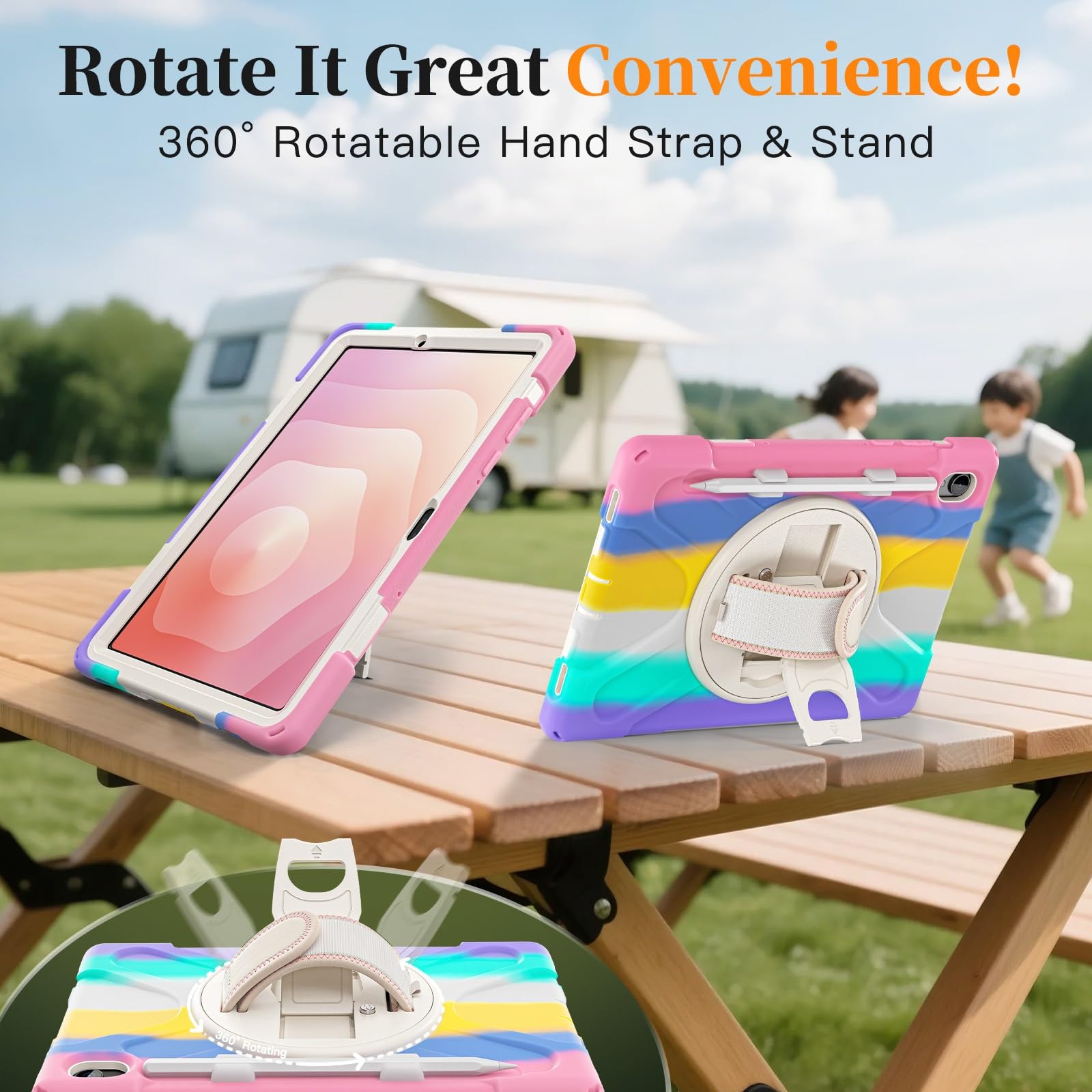 Kompatybilne z Samsung Galaxy Tab S11 5G 27.6 cm model 2025 (SM-X730/X736B) etui z uchwytem na długopis, wytrzymałe, odporne na wstrząsy i upadki, pokrowiec ochronny na pasek na ramię dla dzieci