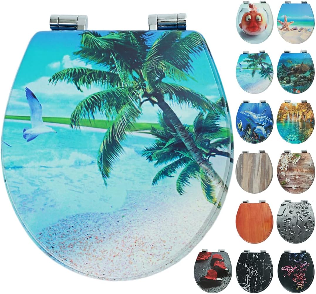 Nastarki Elongated Toilet Seat, Slow Close Wood Toilet Seats, Wooden