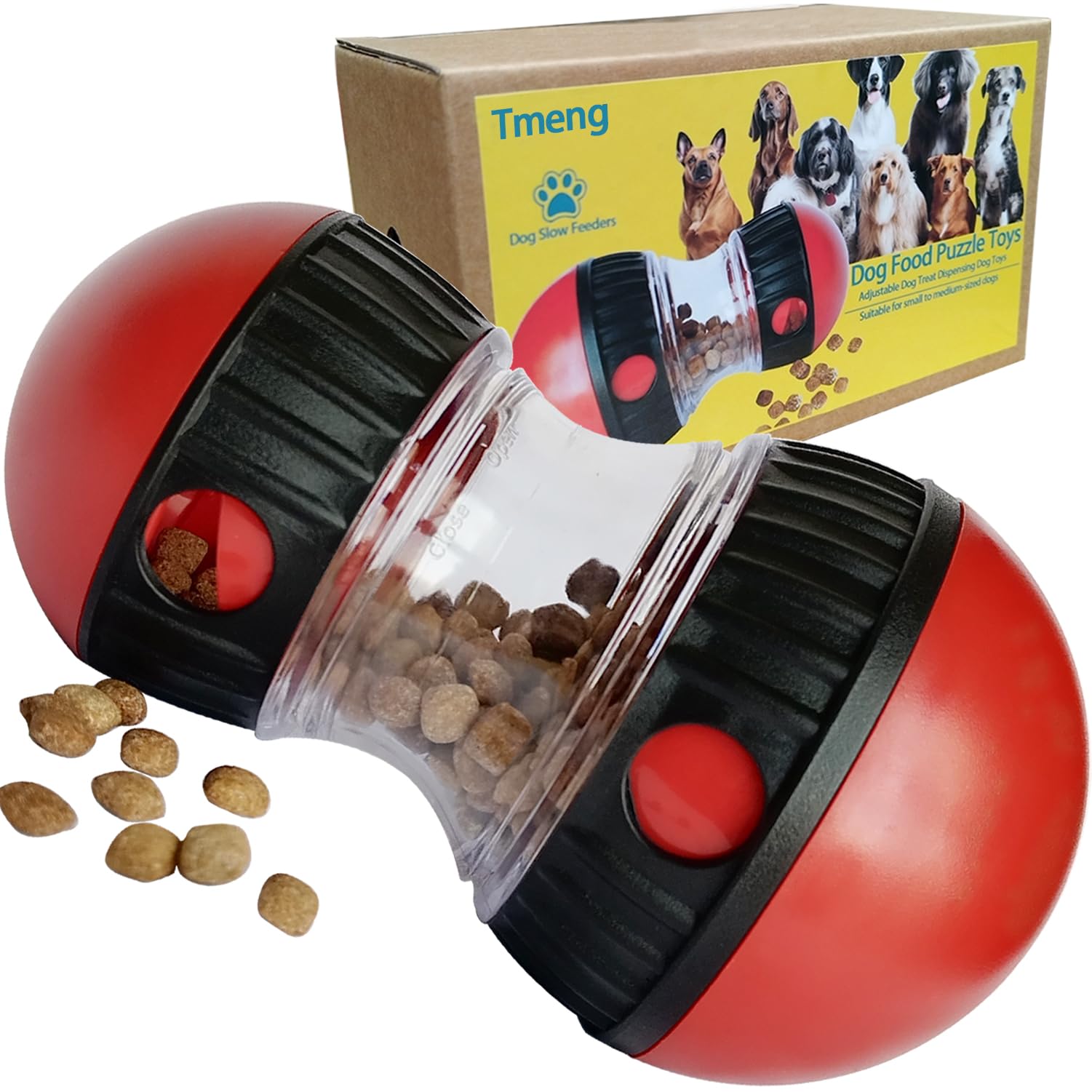 Dog Food Puzzle Toys, Adjustable Dog Treat Dispensing Dog Toys, Interactive Chase Slow Feeder for Boredom and Stimulating, IQ Training for Medium/Large Dogs