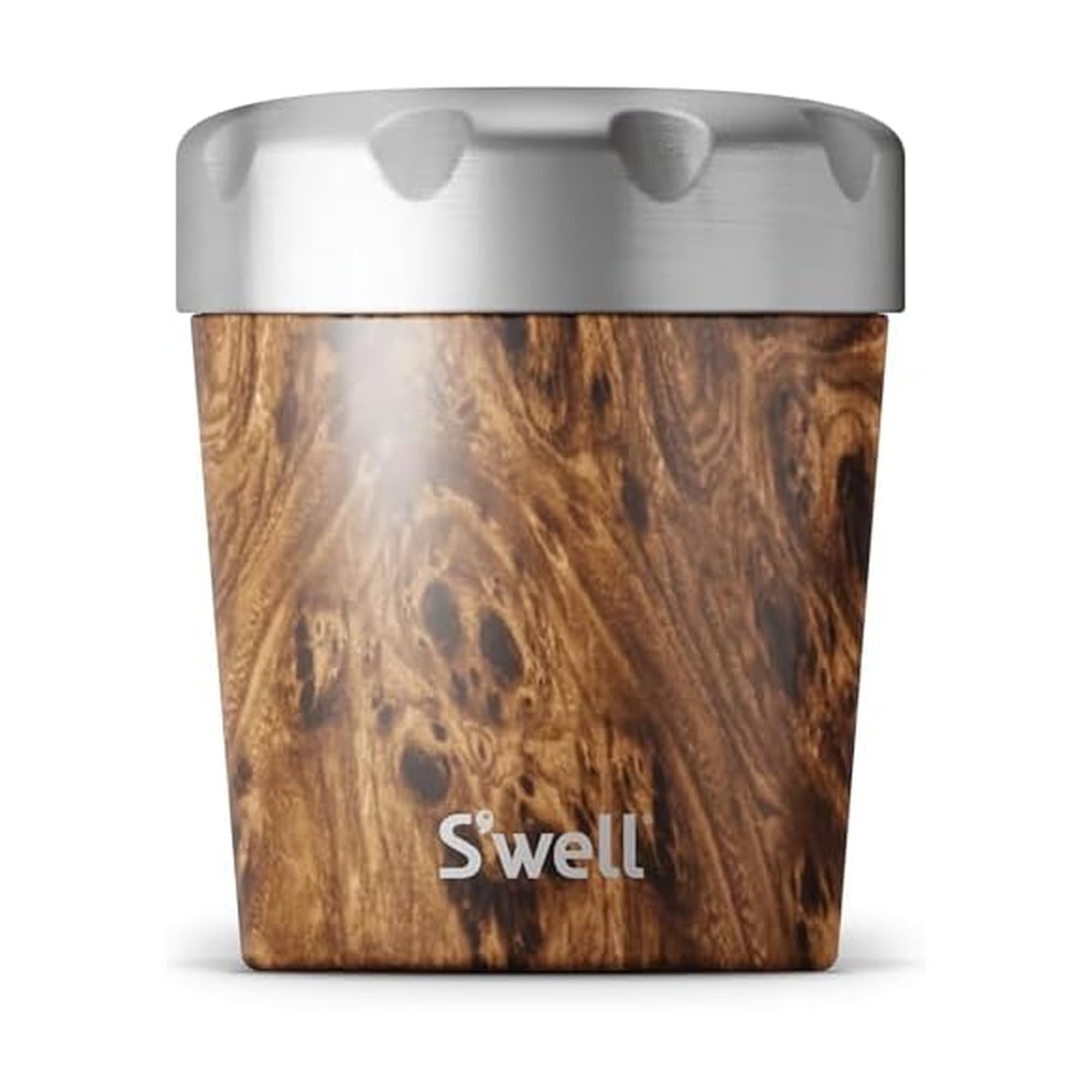 S'well Stainless Steel Ice Cream Chiller, 16oz, Teakwood, Triple Layered Vacuum Insulated Container Keeps Ice Cream Frozen For Up To Four Hours, BPA Free