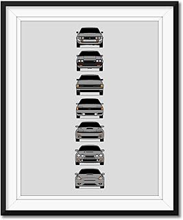 Toyota Celica Generations Inspired Poster Print Wall Art Handmade Decor of the History and Evolution of the Celica (Unframed)
