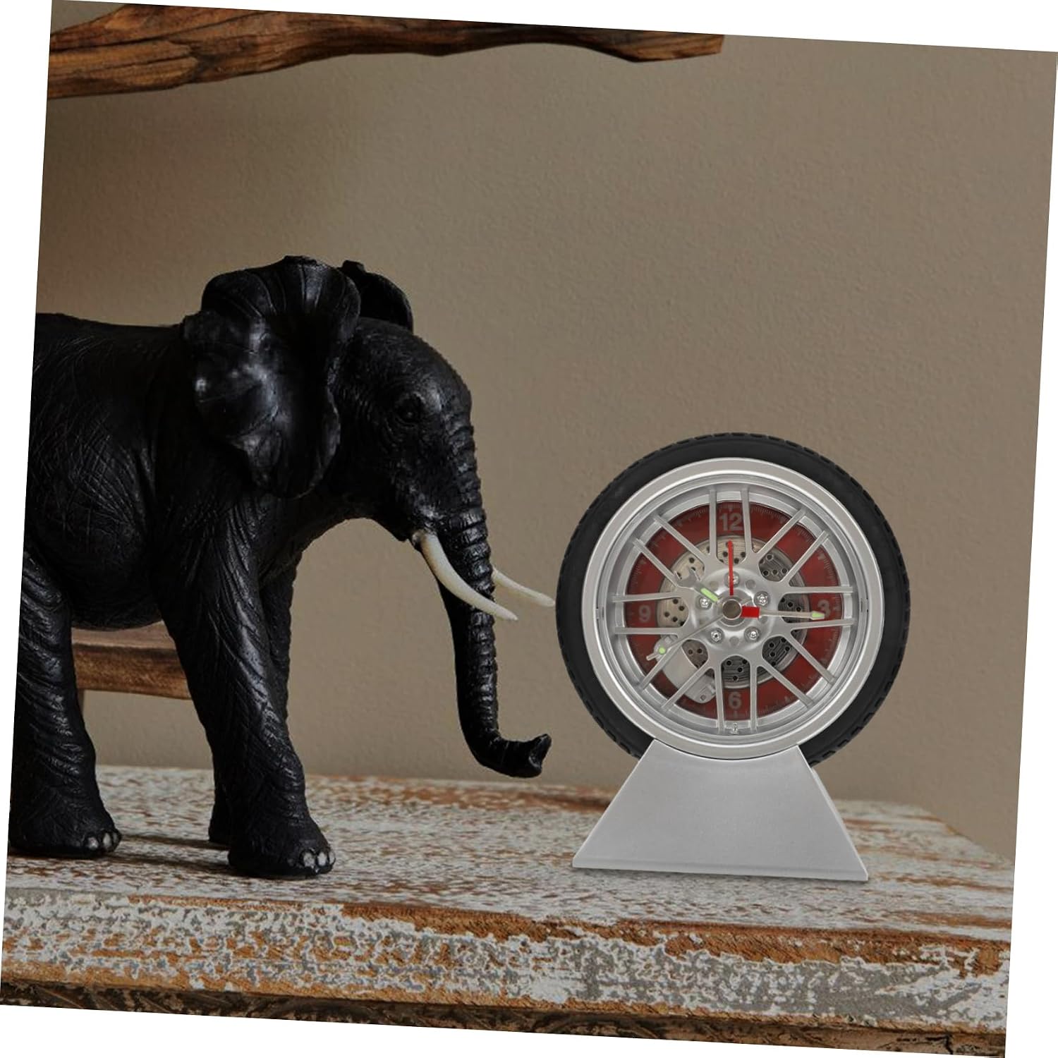 Unique Car Tire Desk Clock Stand Battery Operated Wall Clock for Bedroom Living Room Dec