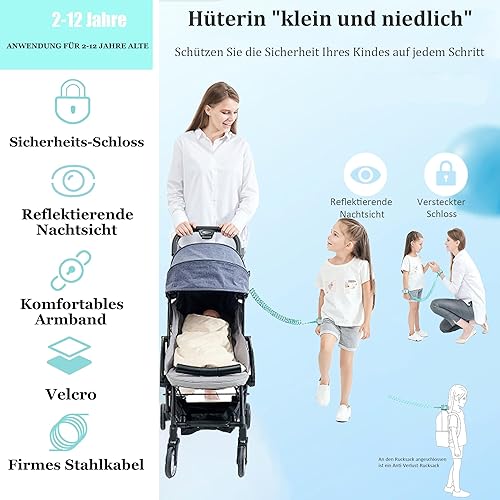 Miniatura 9 de Arnés para niños pequeños, correa para caminar, con correa de muñeca antipérdida para niños, arnés de seguridad para niños, mejorado con reflectante