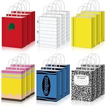 DERTE 24 Pcs Back to School Teacher Gift Bags, 6 Designs Notebook Style