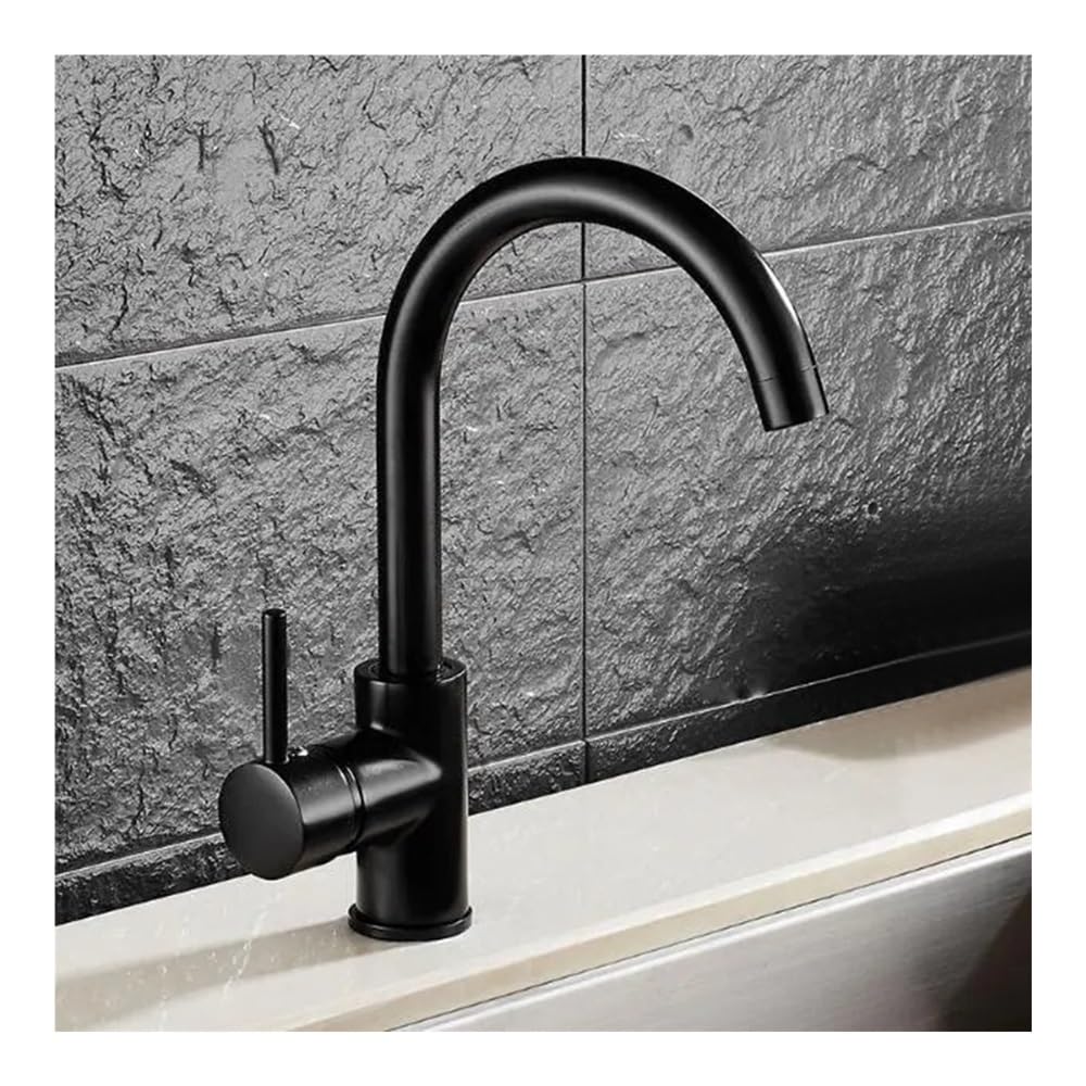 Blyqxs Black Kitchen Faucets Color Rotating Copper Kitchen Sink Faucet Hot And Cold Water Vegetables Kitchen Mixer Tap Xt-72(Black)