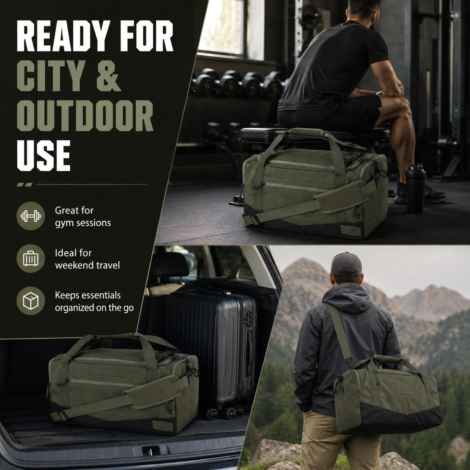 Genérico Bolsa de Viaje Urbano 33L Gran Bolso Deporte Entrenamiento, Riñonera Maleta de Almacenamiento Carga para Gym Hombre Mujer