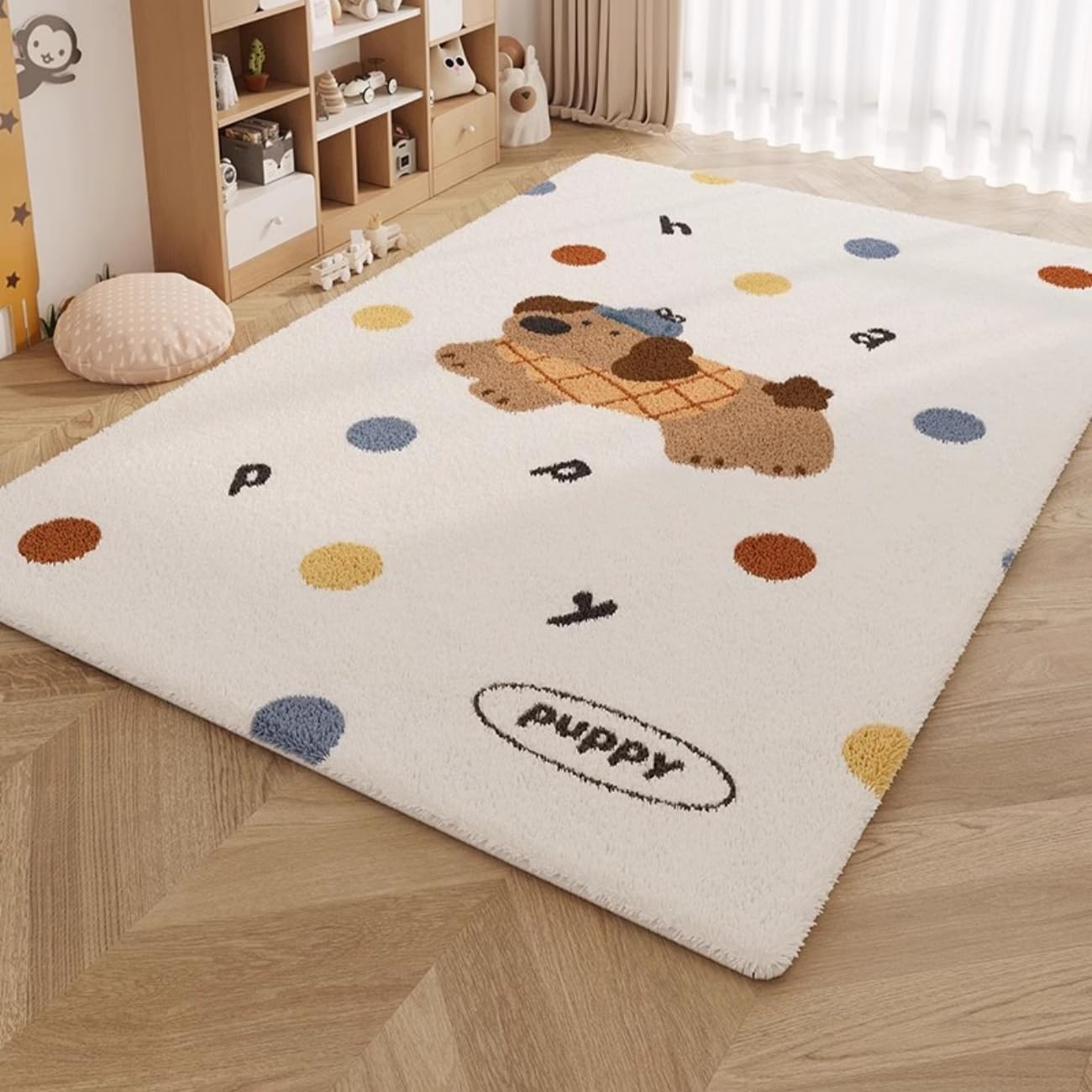 Pluszowy puszysty dywan 3D z motywem kreskówkowym, małe zwierzęta, ultramiękki dywan do sypialni dla dzieci, chłonąca wodę i można prać w pralce, trwała mata podłogowa do salonu, przytulna dekoracja