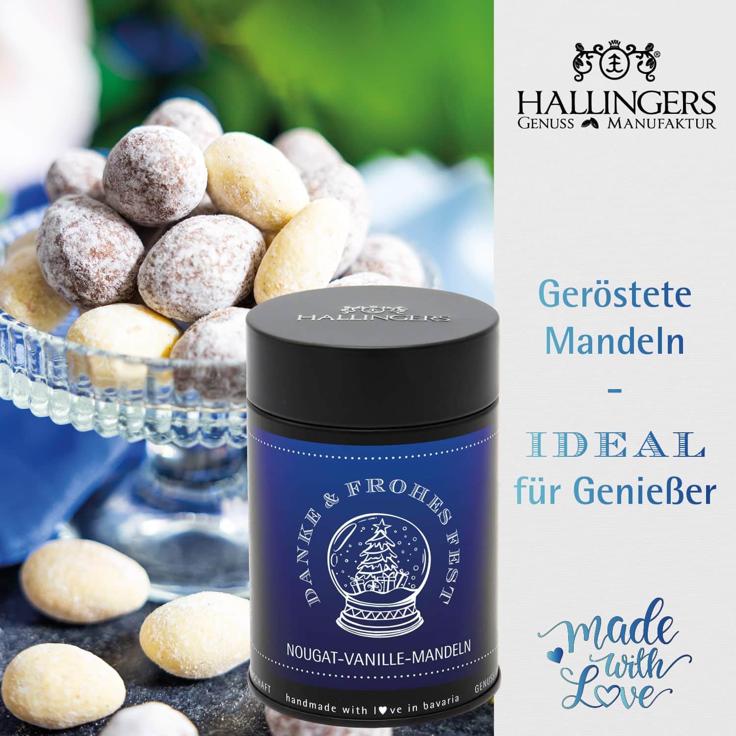 Hallingers Genuss Manufaktur Feinkost Weihnachts-Geschenk-Set - XXL-Geschenkkorb "Danke & Frohe W..." große Selektion Nougat, Müsli, Badesalz, Kerze, Schoki Kaffee & mehr, Weihnachten für Frauen