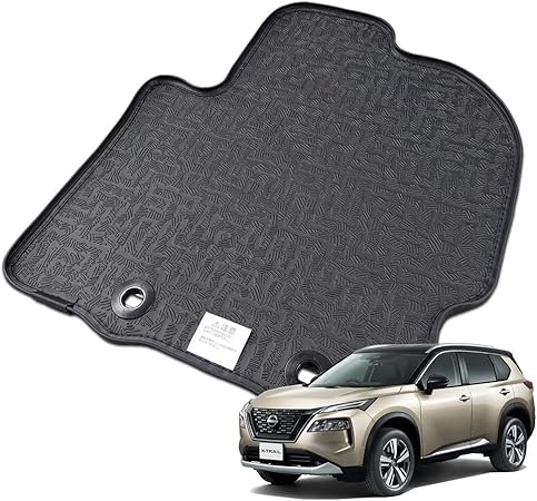 Amazon エクストレイル T33 5人乗 フロアマット ラバー ゴム 防水 フチ高仕様 マット フットレスト保護マット付 フルセット 一式 ブラック 令和4年7月以降車に適合 車 バイク 車 バイク