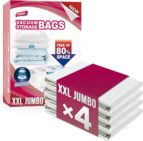 Miniatura 1 de TAILI Paquete de 12 bolsas al vacío de compresión de viaje, bolsas enrollables para ahorrar espacio (6 grandes, 6 medianas), bolsas de viaje al