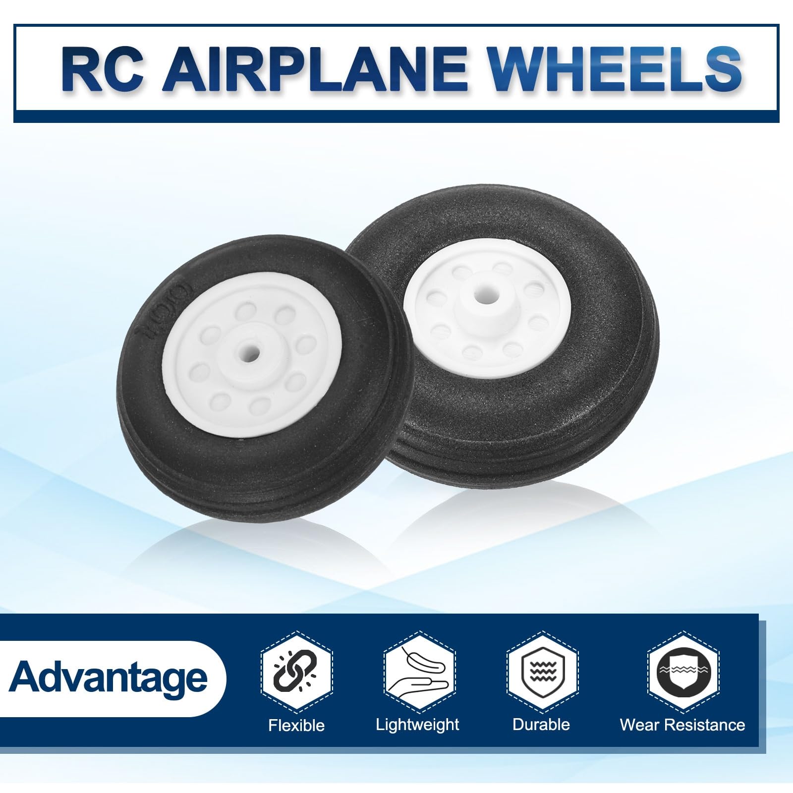 MECCANIXITY Juego de ruedas de avión RC, 1 pulgada/1.5 pulgadas de diámetro, rueda de espuma de goma de repuesto para modelo de helicóptero de avión, paquete de 4