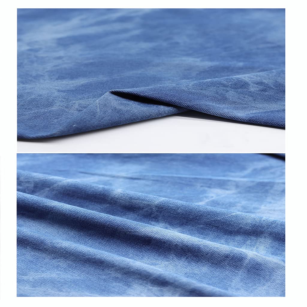 Tejido Vaquero Lavado, Lote de Tela Vaquera Lavada de algodón Suave for Jeans, Vestidos y Camisetas, Materiales for Patchwork, Costura de Ropa(Blue)