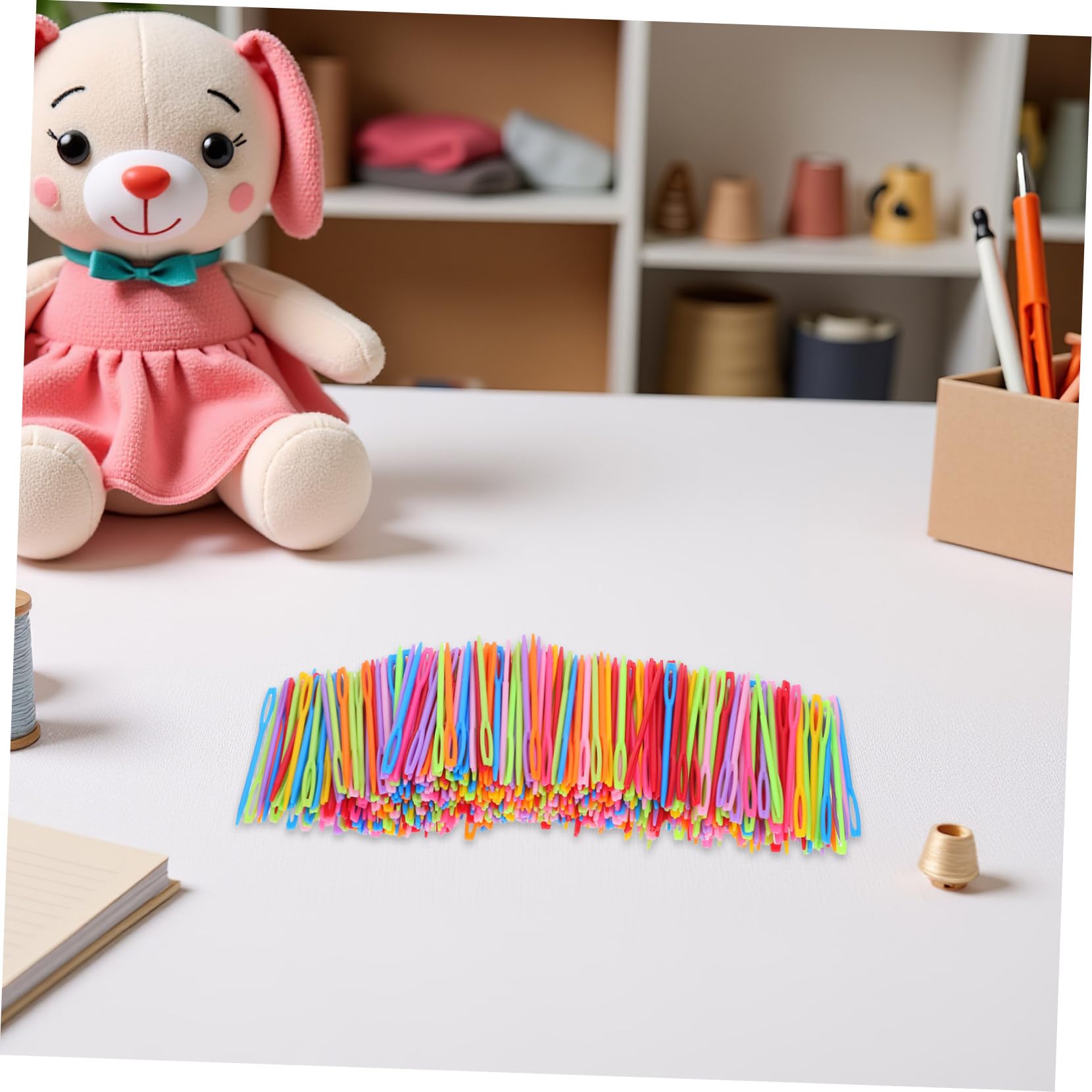 KONTONTY 2000 Piezas Agujas de Plástico para Coser Mano Ojo Grande y Coloridas Agujas Gruesas para Ligera y Portátil para Manualidades y Viajes