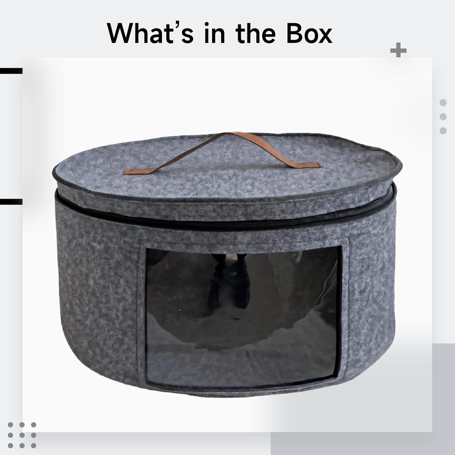 17 in Hat Storage Box for Women, Round Carrying Case, Nonwoven Travel Organizer, Dustproof with Window, for Baseball Caps