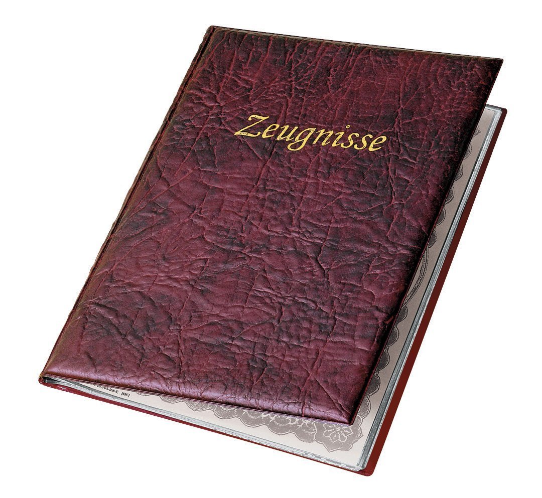 VELOFLEX 4401820 - Zeugnismappe DIN A4, Zeugnisbuch, Ledernarbung, mit 10 Hüllen, weinrot