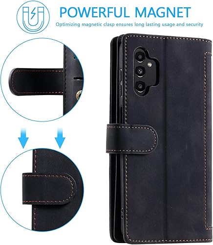 Miniatura 7 de EYZUTAK Funda tipo portafolios para Samsung Galaxy A13 5G4GA04S, Funda de piel sintética con 9 ranuras para tarjetas, bolsillo con cremallera,