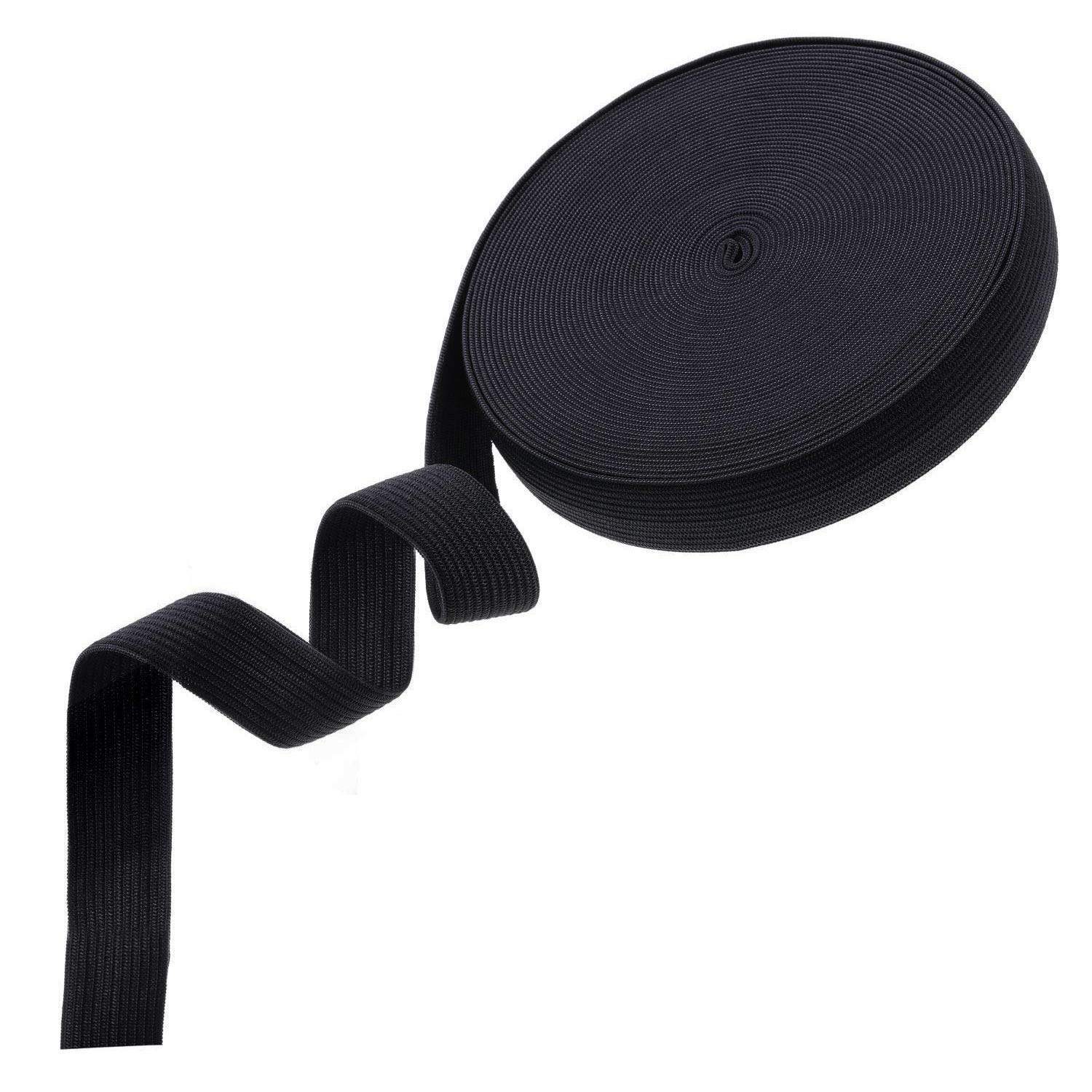 Trimming Shop Black (25Mm) Thick Elastic Bands For Sewing 25Mm (1 Inch) Stretchable Waistband Tape Black Elastic For Dressmaking Sewing Garments Dressmaking Diy Craft Projects, 25 Metres