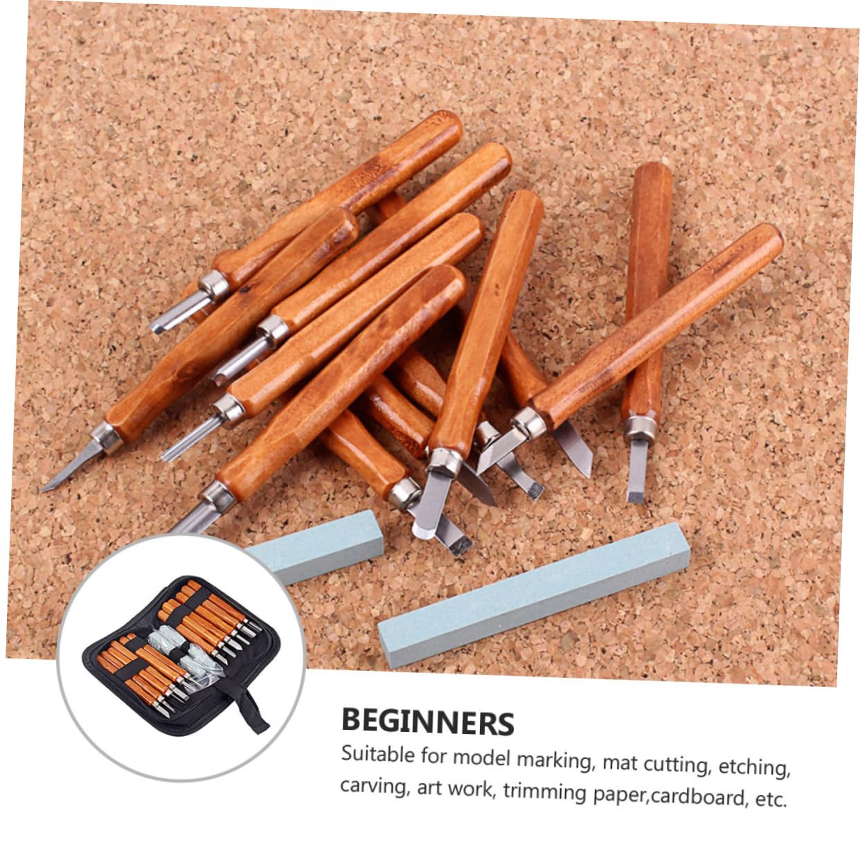 OSALADI Kit di Utensili per Intaglio Legno 14 Pezzi, Metallo e Legno, Impugnatura Antiscivolo, per Principianti, per Basswood e Pino