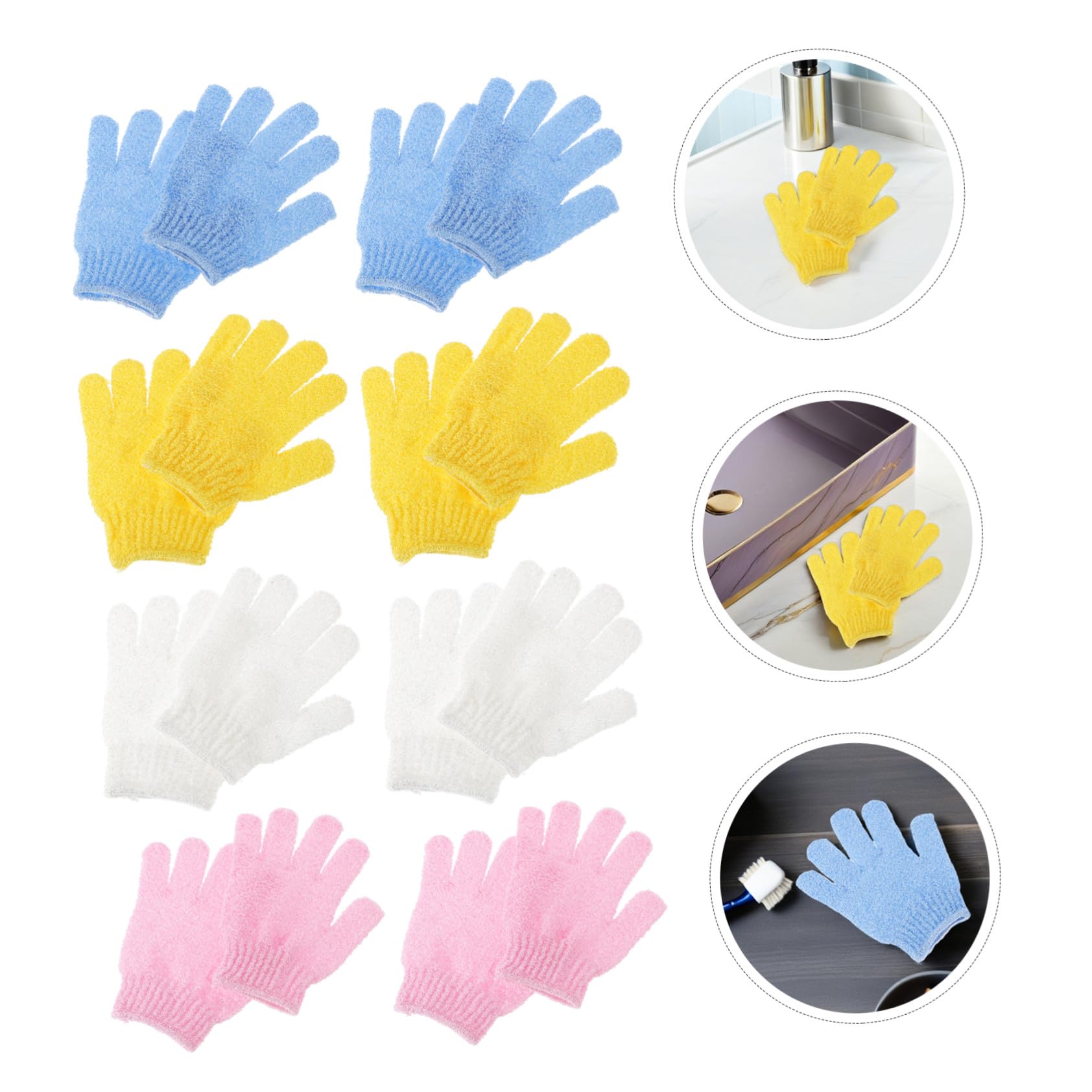 WOONEKY 16 Paia Guanti Esfolianti Doccia Doppio Lato in Nylon Guanti Scrub Corpo Morbidi e Riutilizzabili con Polsino Elastico Adatti Uomo e Donna per Pulizia Profonda e Liscia