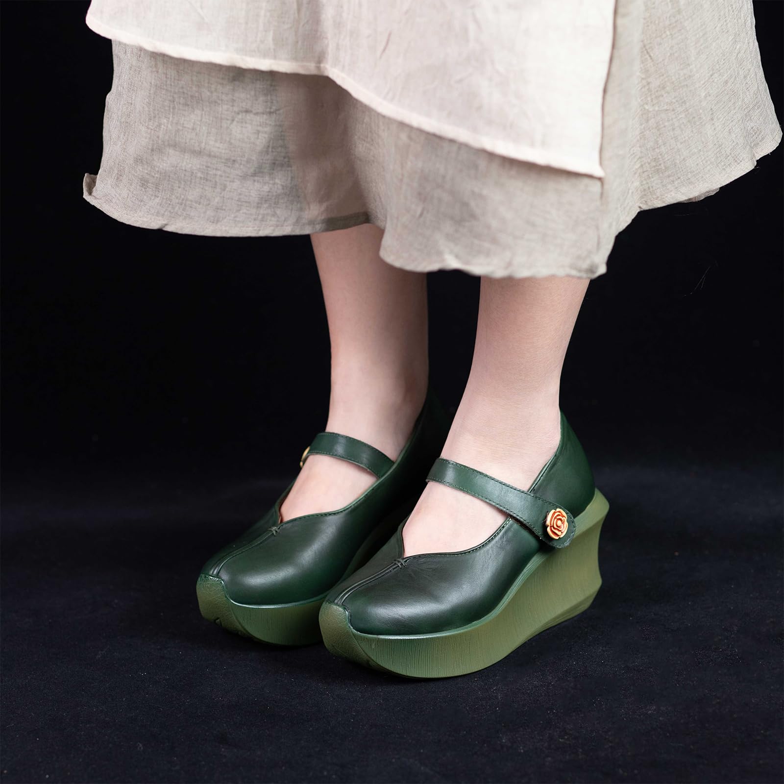 Zapatos Mary Jane Cuero Mujer Casual cuña | viajes de vacaciones, paseos campestres, ocasiones de compras, conjuntos diarios, forma de punta clásica