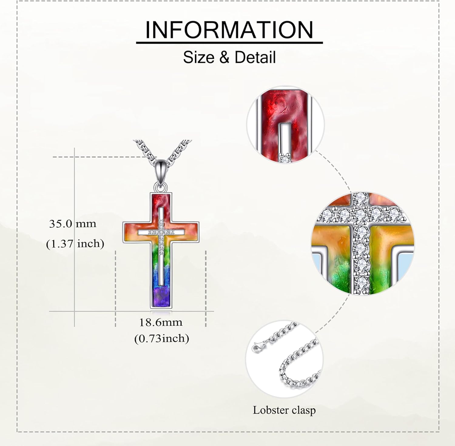 Pride Cross Necklace Sterling Silver 925 Rainbow Cross Necklace Lesbian Gay Pendant Necklaces Lgbt Colorful Jewelry Pride Month Gifts For Women Men Unisex - Image 5