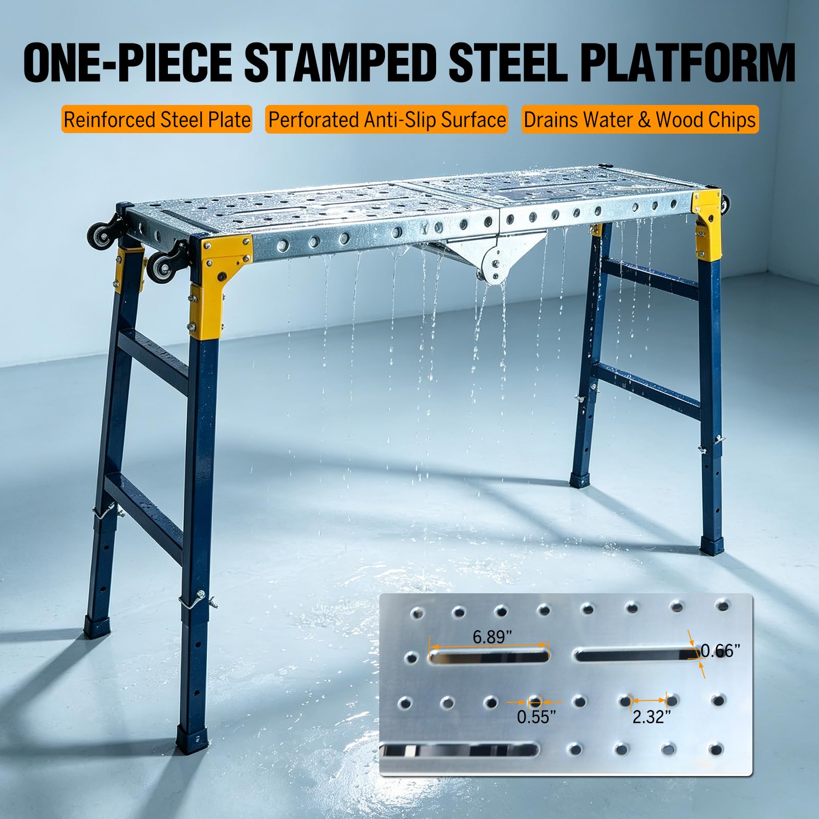 Piattaforma di lavoro pieghevole 55 x14 galvanizzata, altezza 27