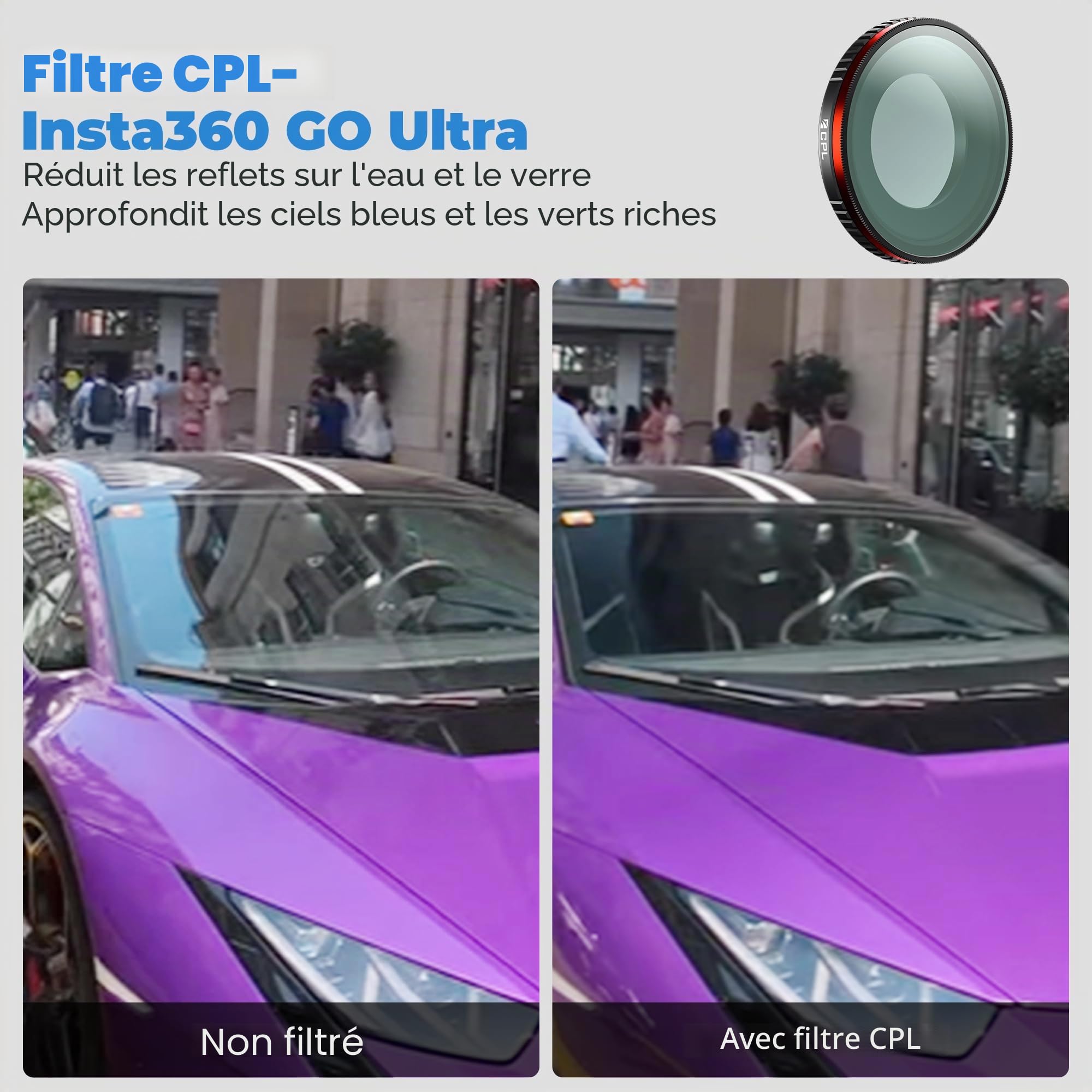 Freewell Kit de filtres Jour Standard pour Insta360 GO Ultra - Filtres ND8, ND32, ND64 et CPL pour Un Meilleur contrôle de l'exposition et des Reflets réduits