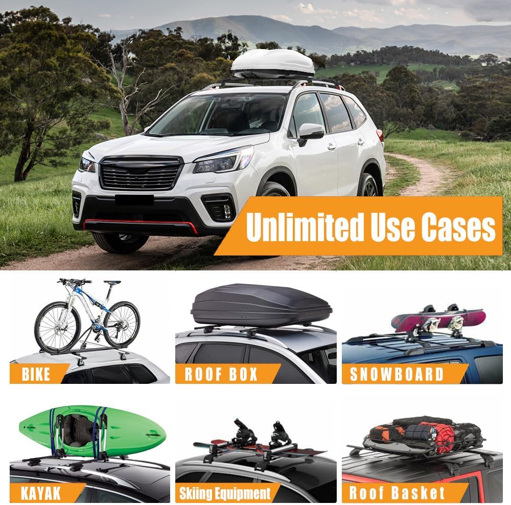 Anti-Theft Roof Rack Cross Bars for Subaru Forester 2014-2026 (with Factory Raised Rails), 300LBS Heavy Duty Aluminum Crossbars for Roof Top Tent & Kayak, Low Wind Noise, No-Drill Cargo Carrier
