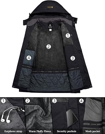 GEMYSE Men's Mountain Waterproof Ski Snow Jacket Winter Windproof Rain Jacket