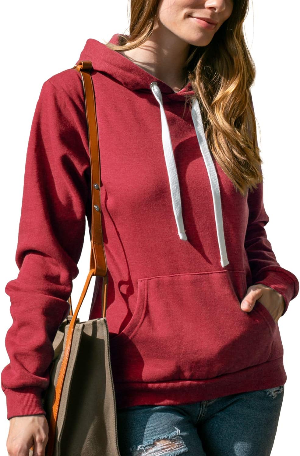 DOUBLJU Basic Lightweight Pullover Sweater Top Essential Comfy Casual Hoodie Sweatshirt for Womens Clothes with Plus Size 1X A_red