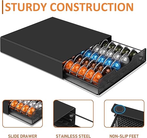 Miniatura 5 de Soporte para cápsulas de café de acero inoxidable, organizador de cápsulas Nespresso compatible con cápsulas Vertuoline, cápsulas K-Cup y Dolce