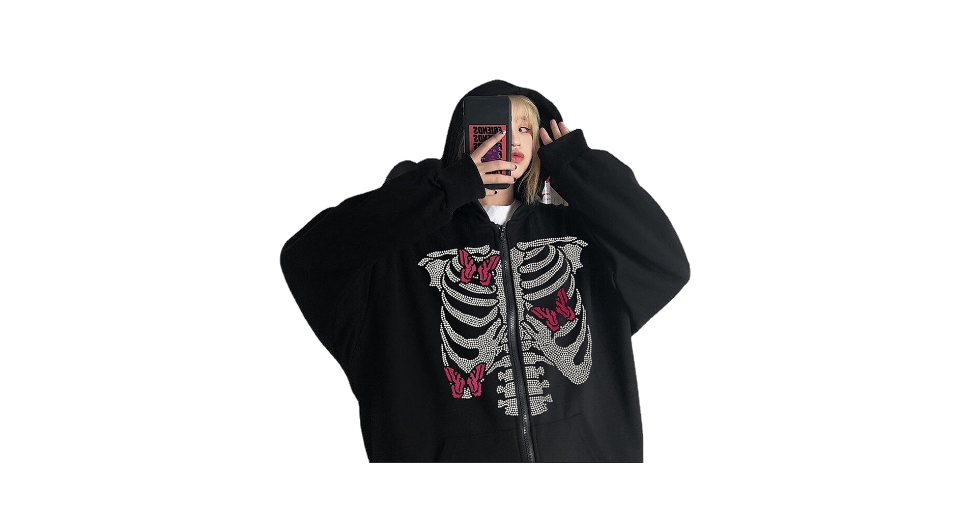 Amazon.com: Women Men Skeleton Y2K Hoodie, Skull Butterfly