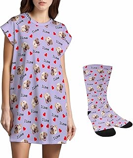 Custom Face Nightgown for Women Personalized Funny Photo Pajamas Sleepwear House Dress Sleepshirt Nightdress - Buy now