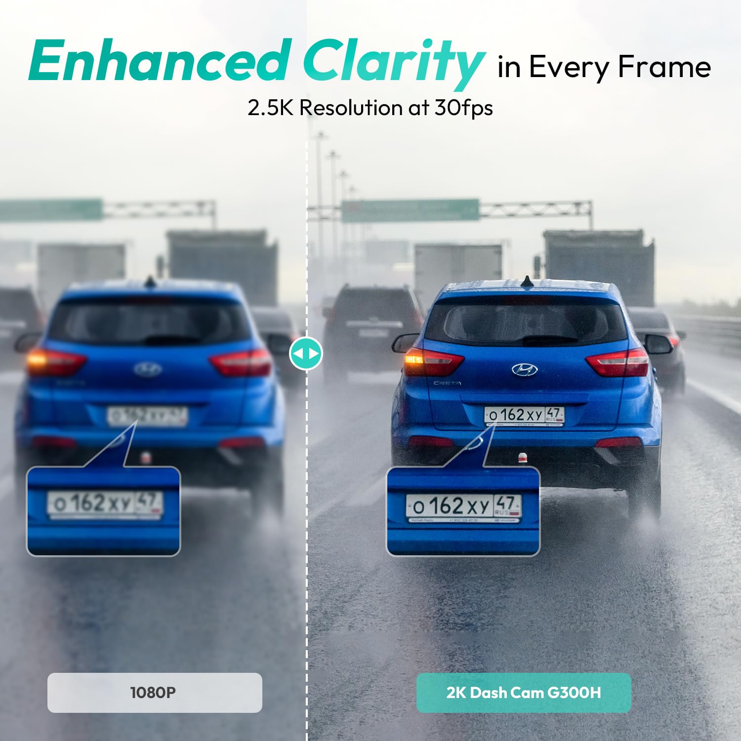 BOTSLAB Dash Cam G300H Pro, 1296P Car DashCam, 140° Wide Angle Car Camera, Color Night Vision, Built in WiFi GPS, 24h Motion Detection Parking Mode, Emergency and Loop Recording