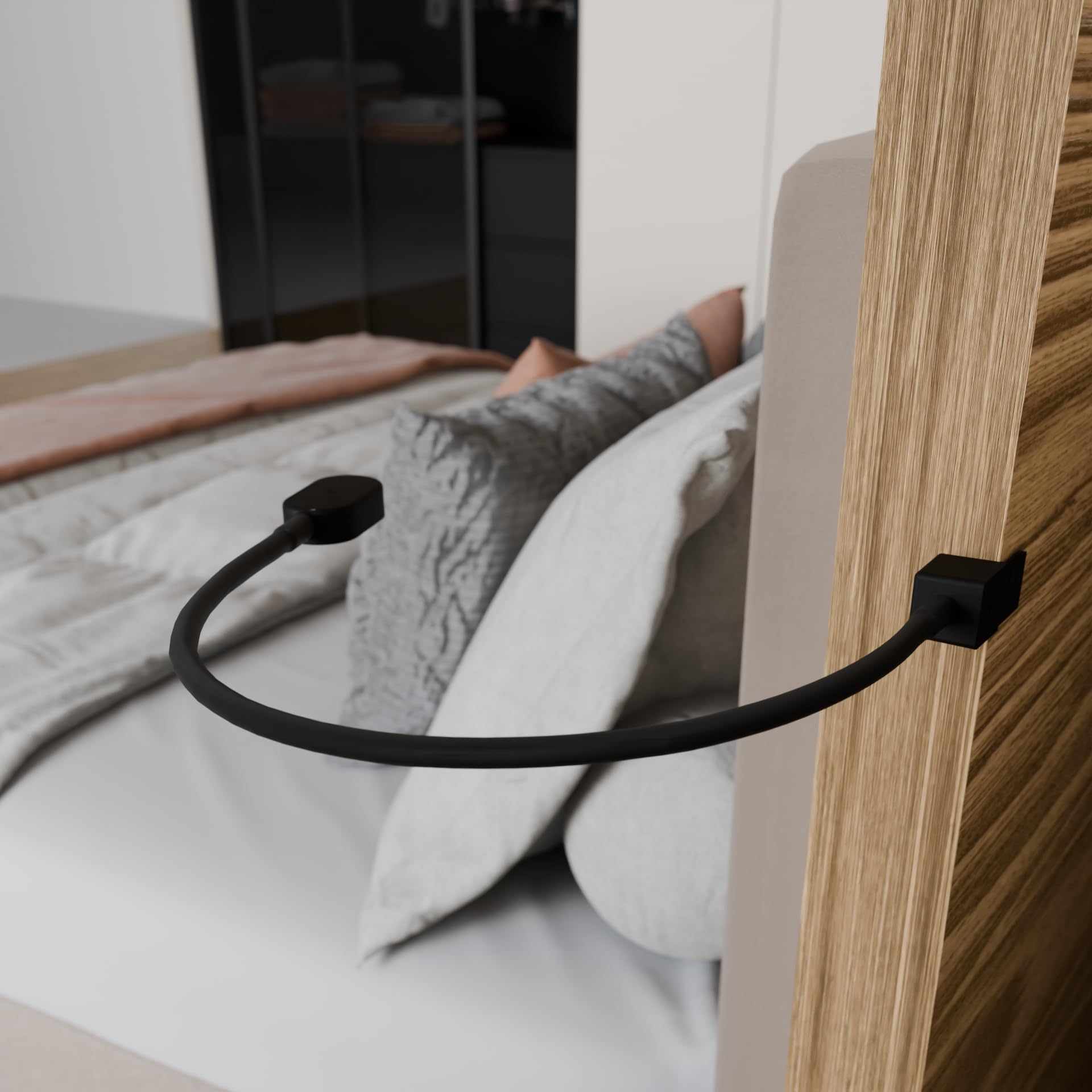Kalb I Ilios LED lampe de lit/liseuse avec USB-C, montage mural et angulaire, bras flexible, intensité lumineuse variable (2 set noir)