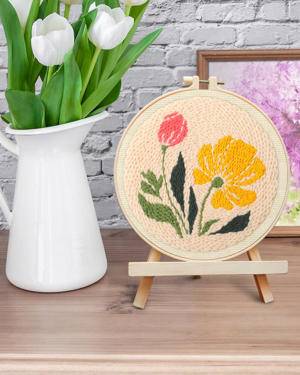 Punch Needle Embroidery Kit - Beginner Floral Art -6