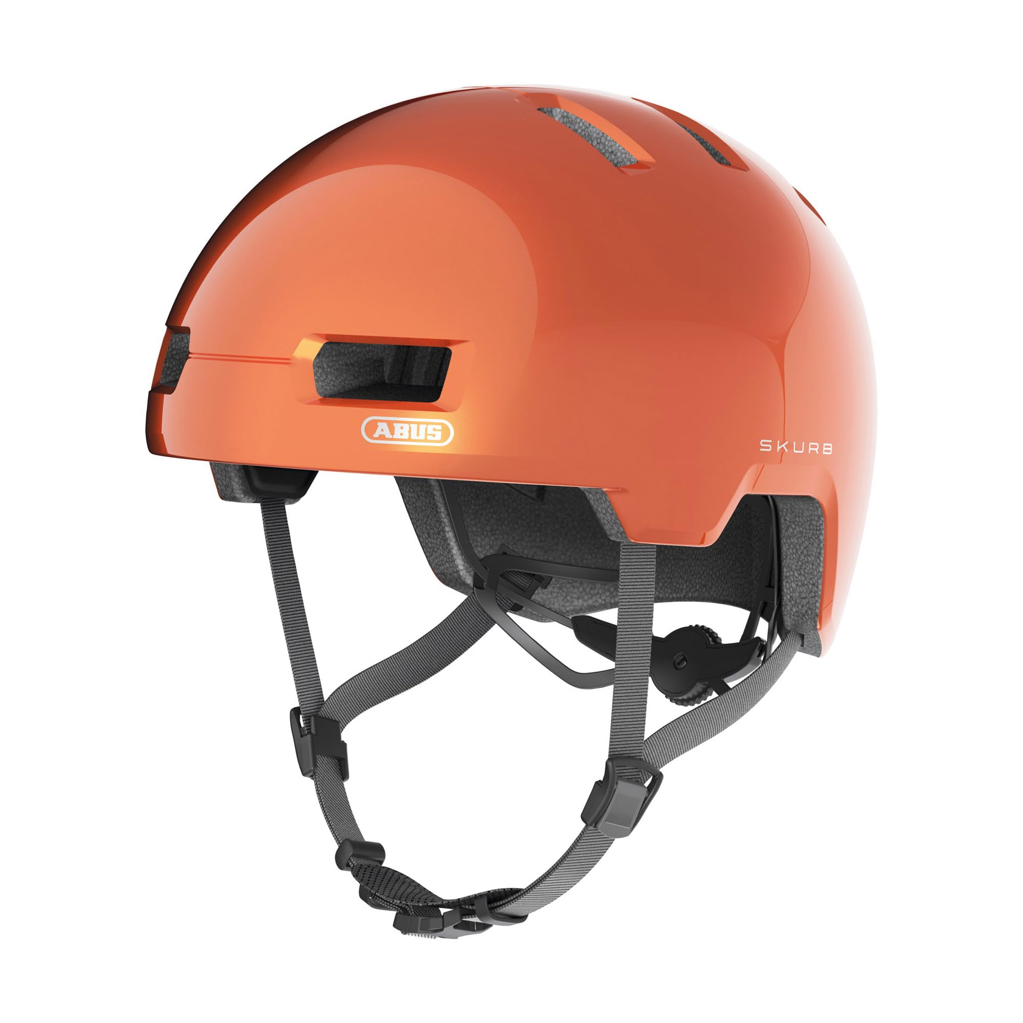 ABUS Casque Urbain Skurb, Orange, Taille L | Casque skate robuste, technologie In-Mold, réglable avec place pour tresse, 12 aérations