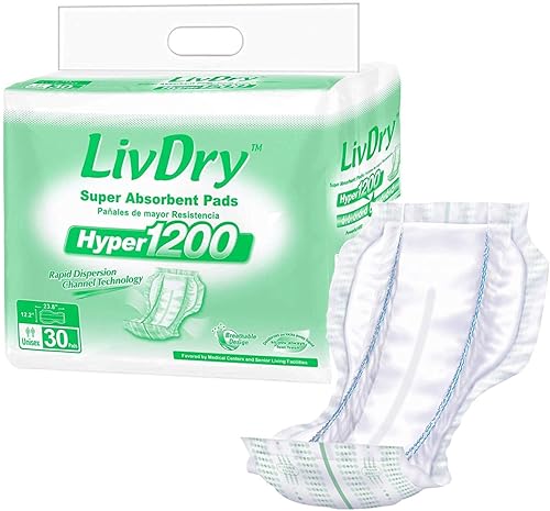 Miniatura 12 de LivDry Inserto de almohadilla de alta absorción para calzoncillos de incontinencia y pañales para adultos, mujeres y hombres, Hyper 1200 (120