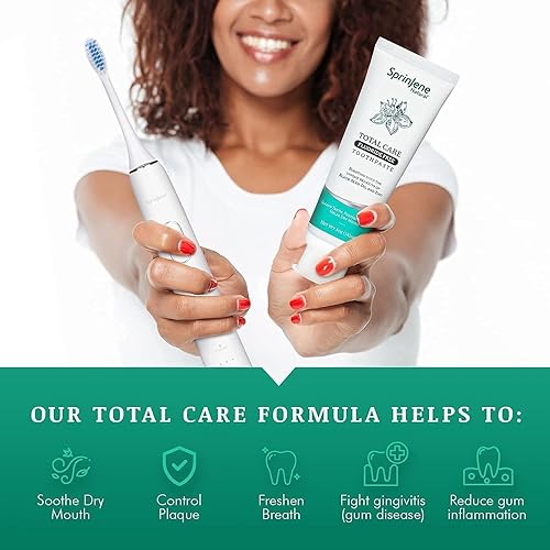 Miniatura 2 de SprinJene Natural Total Care Pasta de dientes sin flúor para dientes y encías fuertes, pasta de dientes natural para calmar la boca seca y refrescar