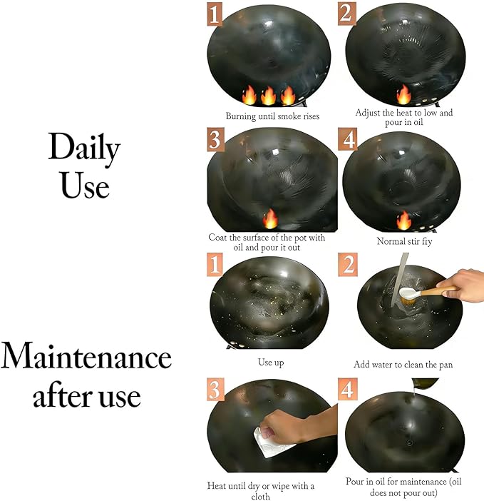 Wok de Acero al Carbono Martillado a Mano de 13 Pulgadas miniatura 7