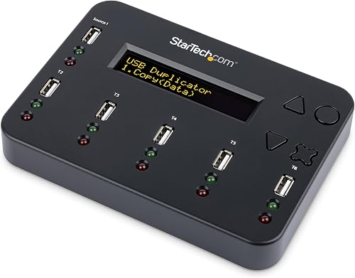 StarTech.com Standalone 1 to 5 USB Thumb Drive Duplicator & Eraser, Multiple USB Flash Drive Copier, System & File and Sector-by-Sector Copy, 1.5 GB/min, Single / 3-Pass Erase, LCD Display (USBDUP15)
