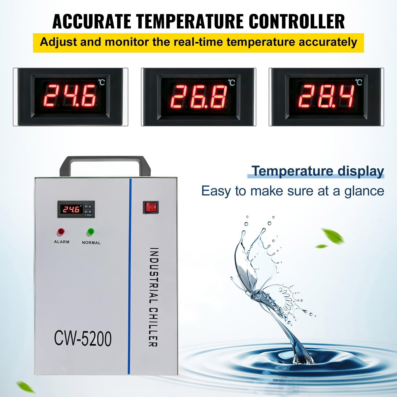 Enfriador de agua Industrial Refrigeración CW-5200,Enfriador De Tubo Láser Co2 Enfriador Industrial Termostato Precido para Máquinas De Grabado CNC/Grabador Láser 80w/130w (CW-5200DG)