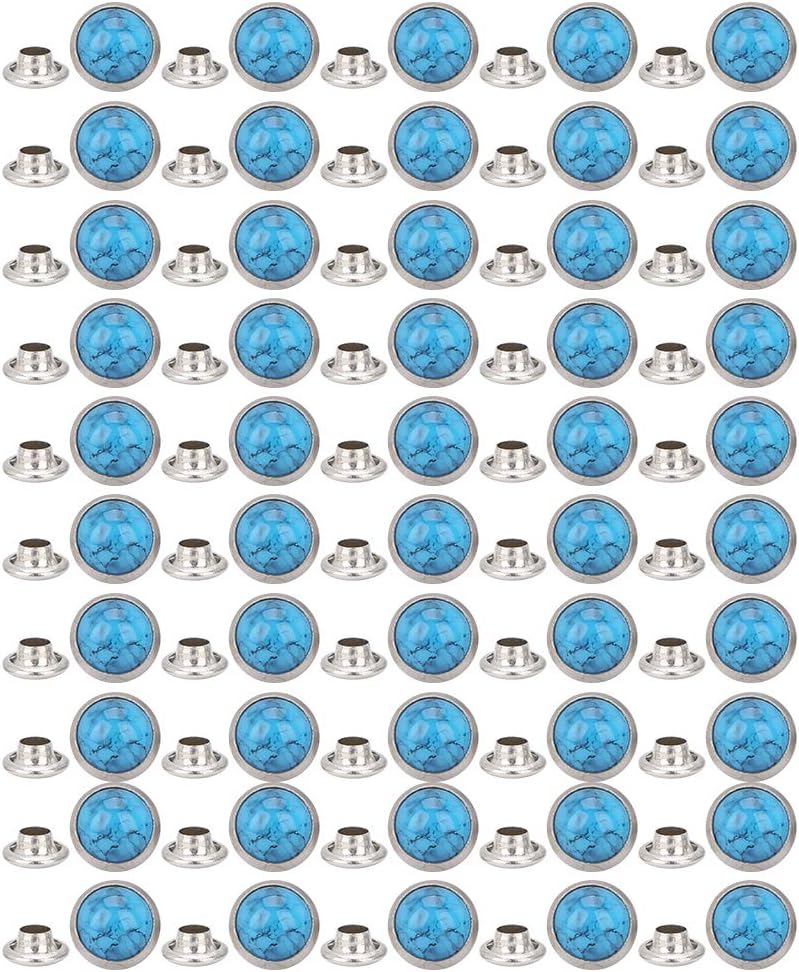 50 Pcs 8mm DIY Buttons Turquoise Rapid Rivets Studs DIY Leathercraft Supplies Bag Shoes Bracelet Tandy Leather(#4)