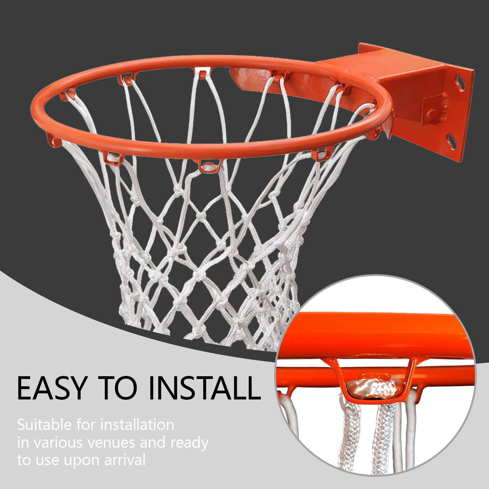 2 Reti Da Basket Antiusura - Rinforzate, Anti-Groviglio, 53 Cm, 12 Anelli - Per Canestri Standard - Bianco, Rosso, Bianco/Rosso