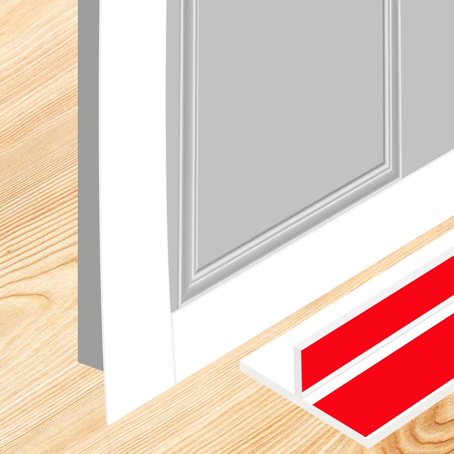 ToLanbbt T-Shaped Door Draft Stopper 1.97 in x 49 FT Silicone Weather Stripping Door Seal Double-Sided Adhesive Draft Seal Tape for Doors Windows and Shower Glass Gaps, Side, Frame, White