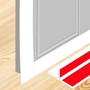 ToLanbbt T-Shaped Door Draft Stopper 1.97 in x 49 FT Silicone Weather Stripping Door Seal Double-Sided Adhesive Draft Seal Tape for Doors Windows and Shower Glass Gaps, Side, Frame, White