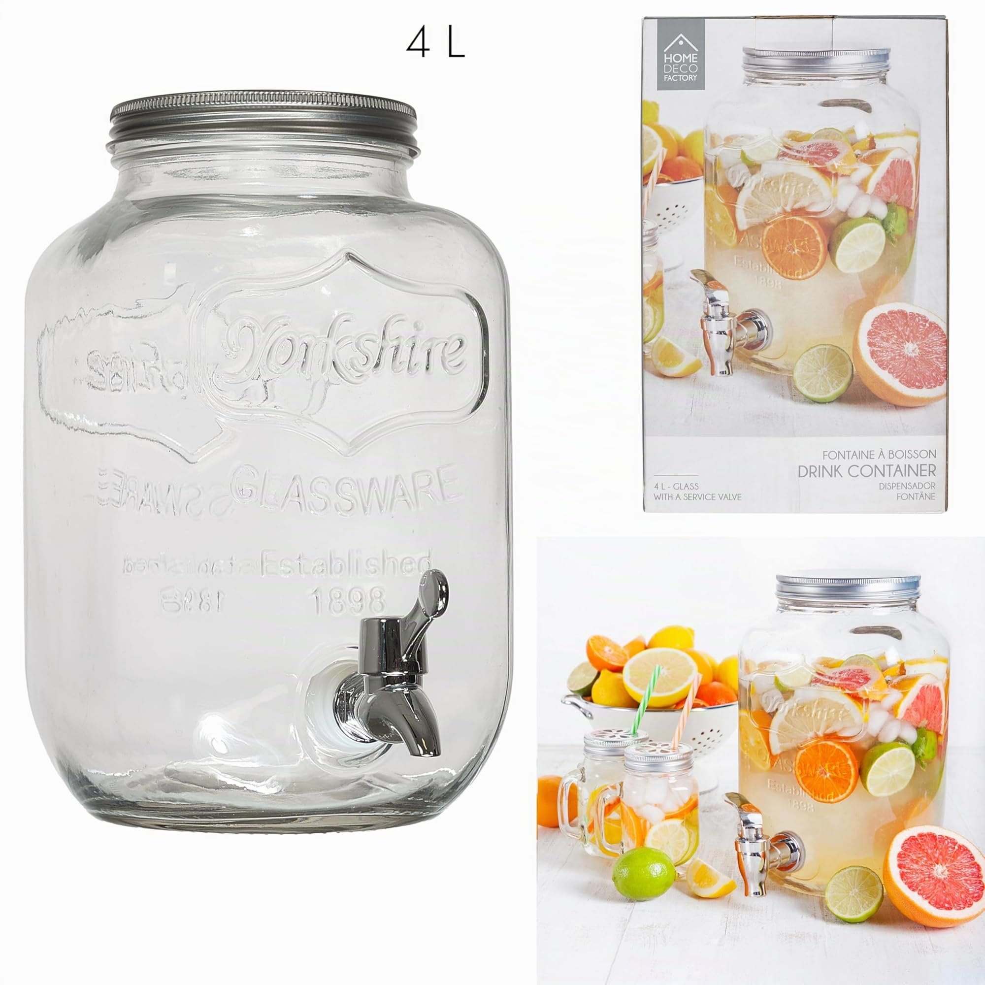 Saveur et Degustation KV7169 FONTAINE, bevanda in vetro, 4 l, trasparente, 15 x 15 x 25,5 cm