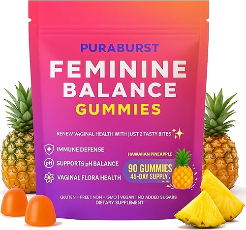 Gomitas de equilibrio femenino prémium para mujeres, equilibrio de pH, flora vaginal y apoyo al olor, apoyo inmunológico, probiótico Bacillus