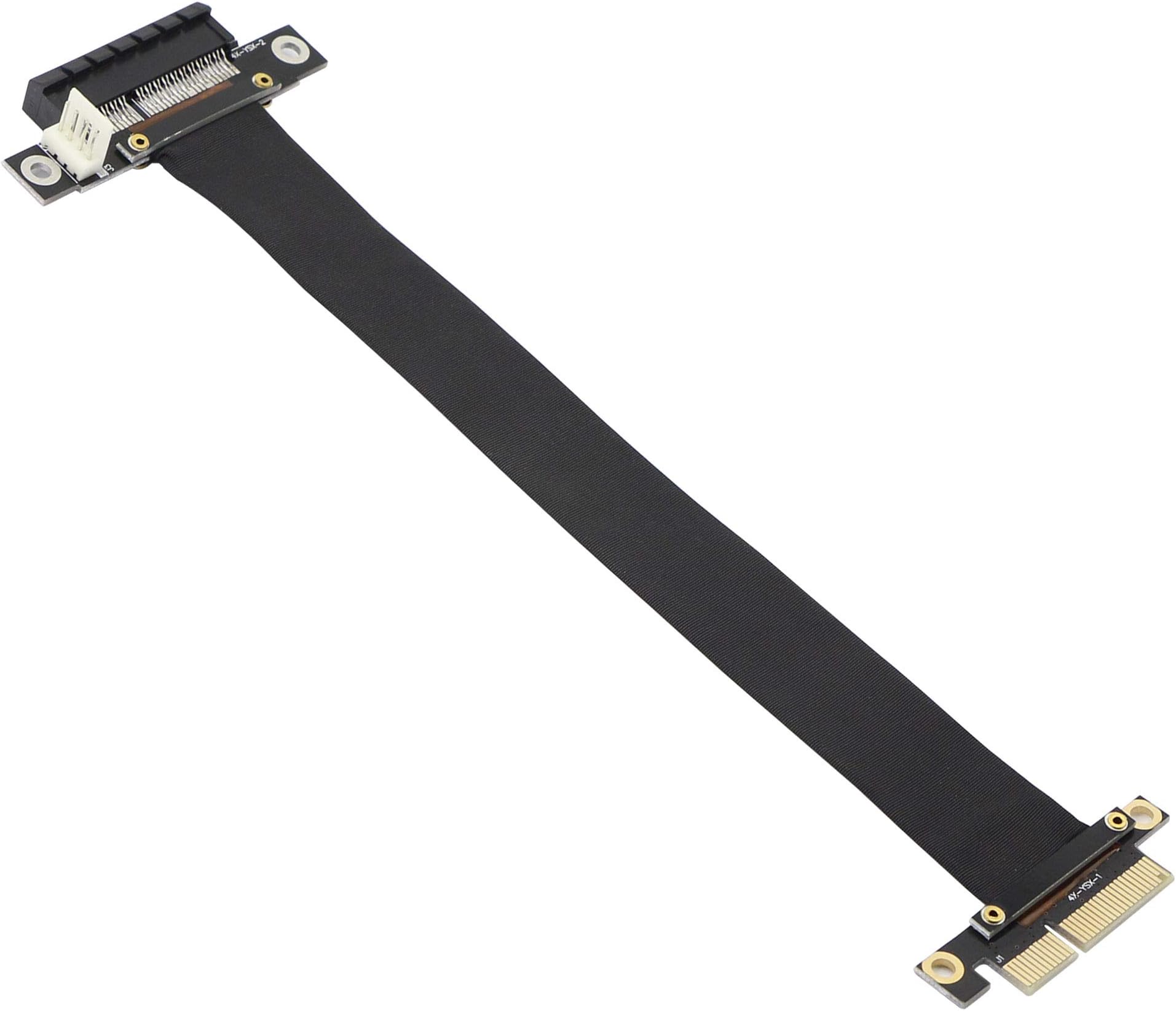 GINTOOYUN PCIe 4X Extension Cable, PCI-Express 3.0 Male to Female Riser Cable PCI-E Extender Adapter for Graphics Card (23cm, 180°)